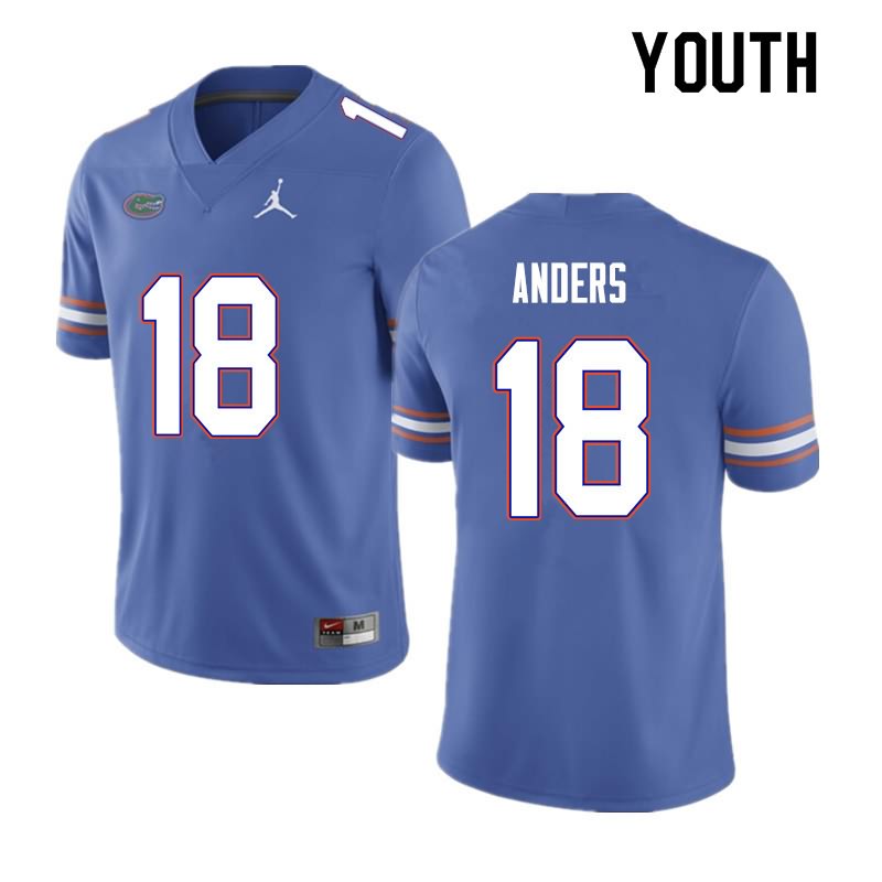 Youth NCAA Florida Gators Jack Anders #18 Stitched Authentic Nike Blue College Football Jersey LJM7565BZ